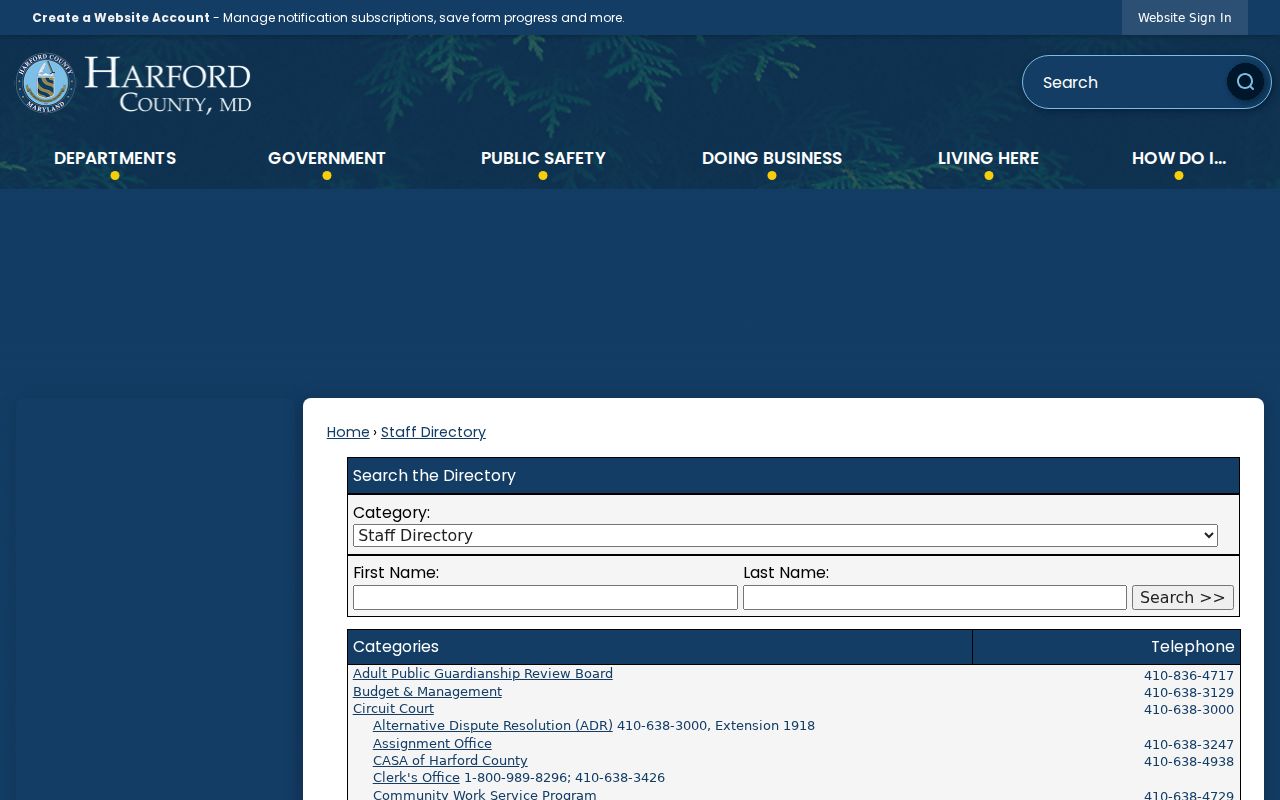 Bel Air North people directories in the Harford County staff portal